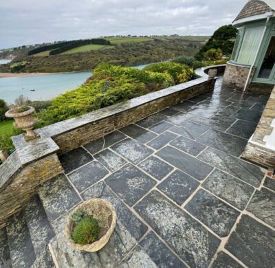 Repointing Random-sized Natural Stone Paving Joints (& in wet weather!)